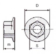 Immagine di DADO ESAGONALE FLANGIATO ZINCATO BIANCO FLANGIATO ISO 4161 DIN 6923