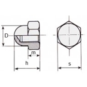 Immagine di DADO ESAGONALE CIECO INOX A2 UNI 5721 DIN 1587